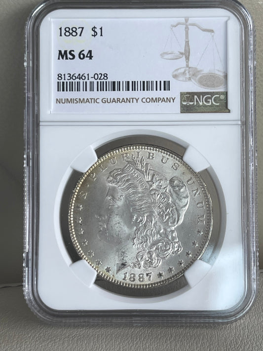 1887 Morgan Silver Dollar MS64