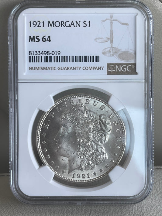 1921 Morgan Silver Dollar MS 64 90% Silver