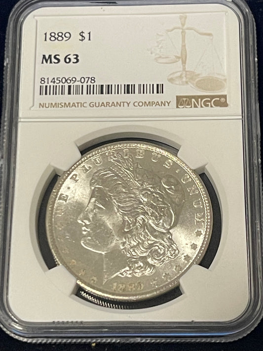 1889-P Morgan Silver Dollar $1 NGC MS-63
