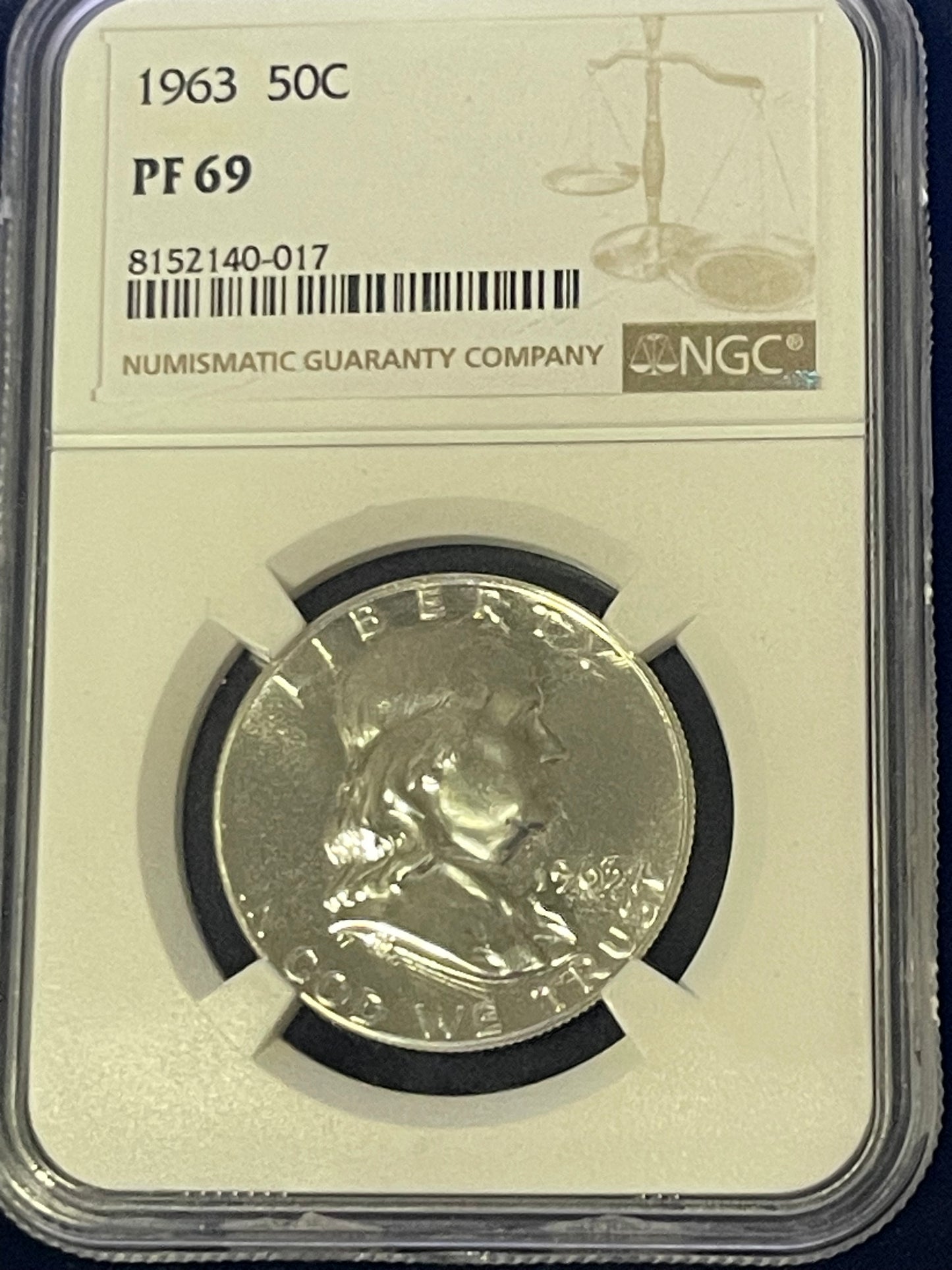 1963 P NGC PF69 SILVER PROOF BEN FRANKLIN HALF DOLLAR 50c 90% SILVER