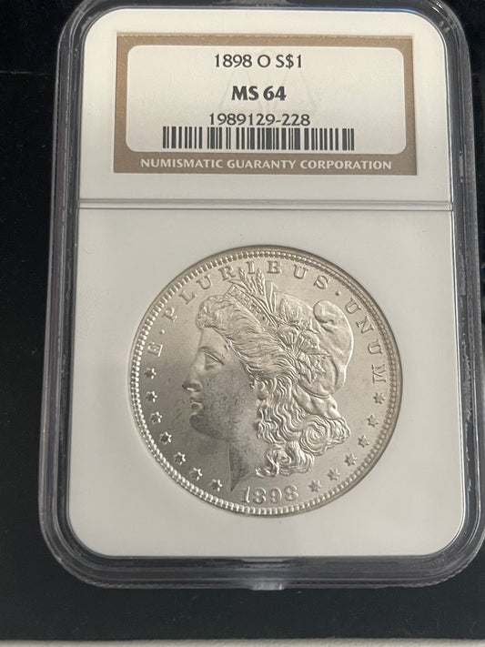 1898-O Morgan Silver Dollar, NGC MS-64