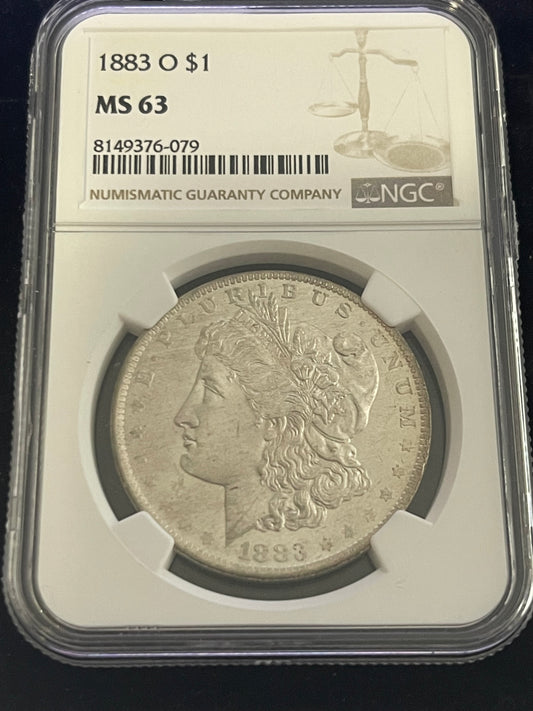 1883 O Morgan Silver Dollar $1 NGC MS 63