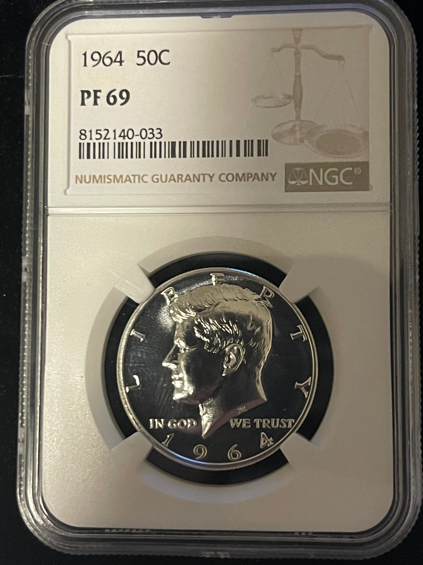 1964 50C Silver Proof Kennedy Half Dollar NGC PF 69