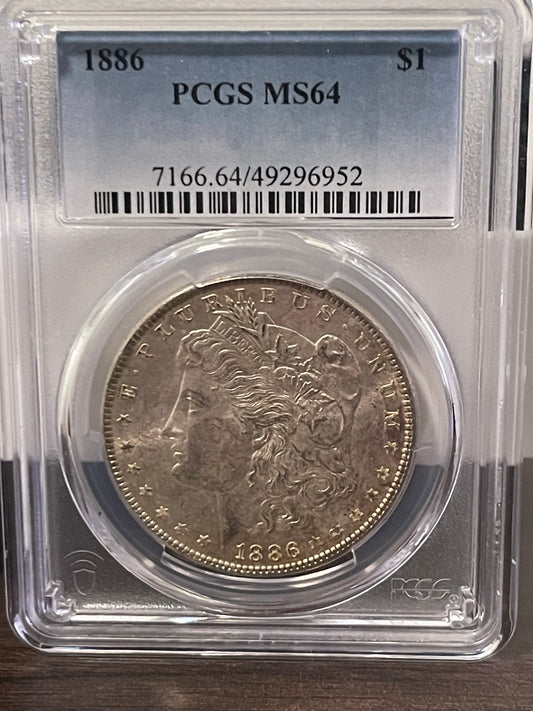 1886 Morgan silver dollar-MS64 PCGS